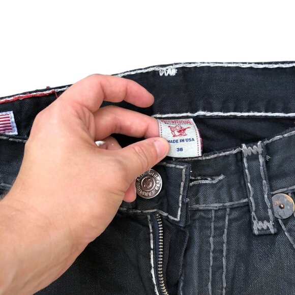 Vintage True Religion Jeans Size 36 RICKY SUPER T Wax Coated Denim - Picture 4 of 8